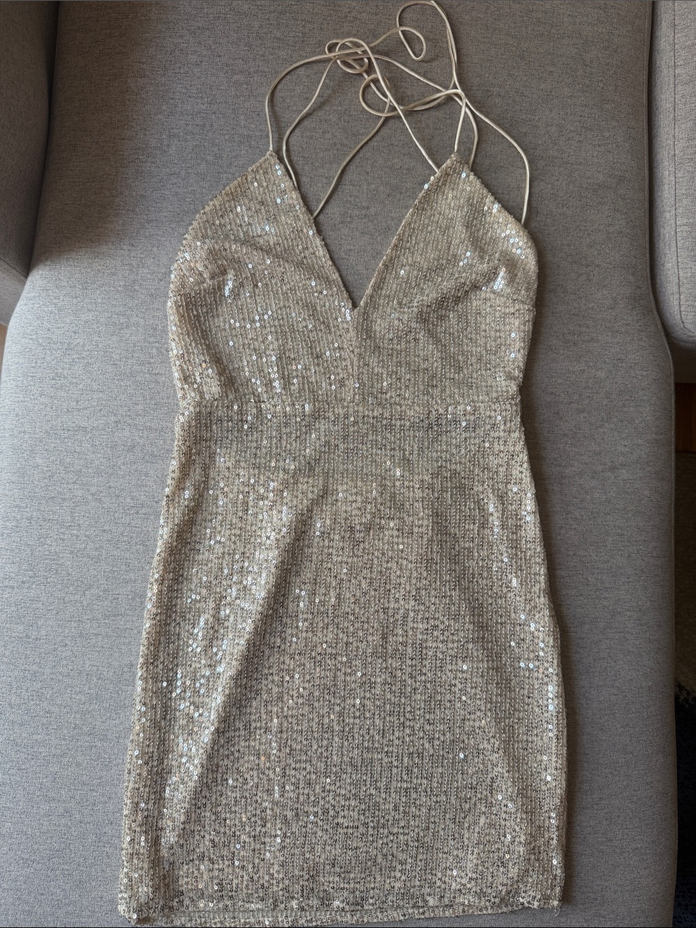 Meshki Sequin Halter Mini Dress